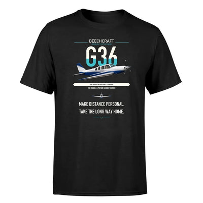 Beechcraft Bonanza G36 design on black t-shirt, single-side print