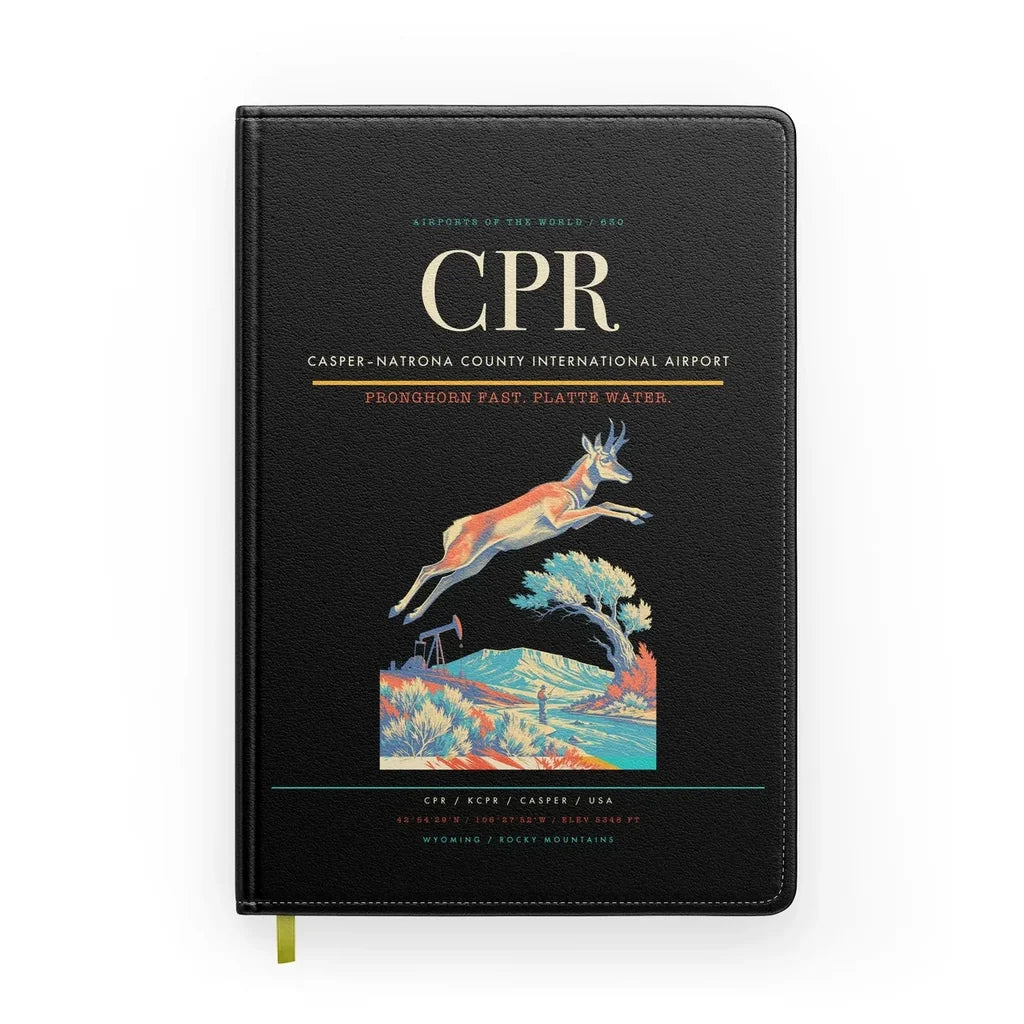 Casper–Natrona County International Airport (CPR) design on black notebook