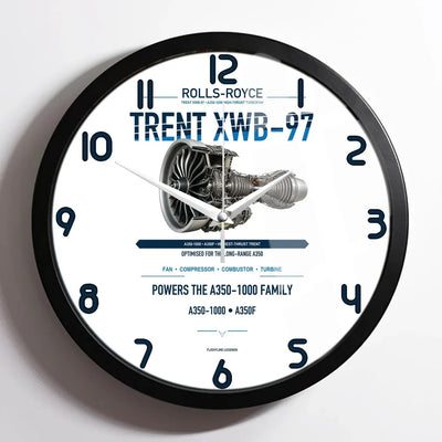 TRENT XWB-97 design on white framed wall clock