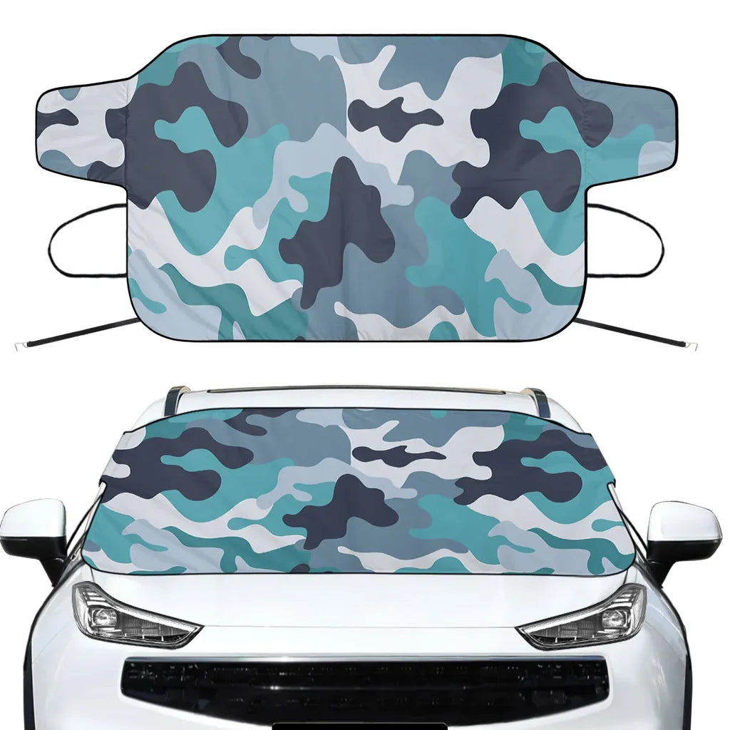 Military Camouflage Green Car aviation design on car windshield cover.