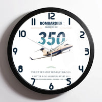 Thumbnail for Bombardier Challenger 350 design on white framed wall clock