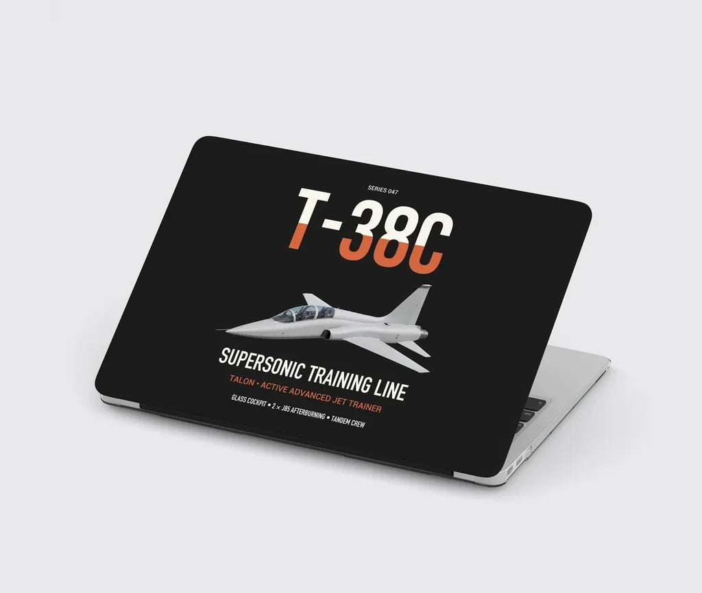 T-38C Talon design on black MacBook case