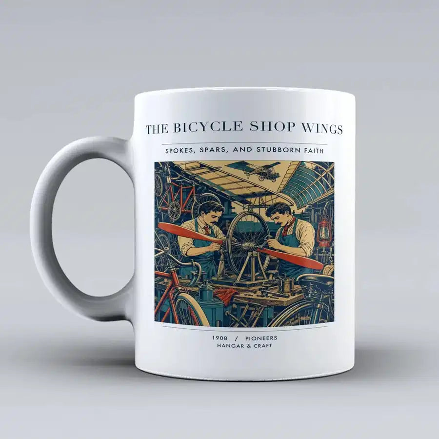 VINTAGE G4323 - The Bicycle Shop Wings - Ceramic Mug design on white
