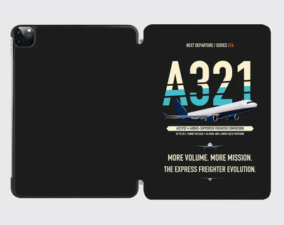 Airbus A321P2F design on black ipad tablet case