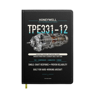 TPE331-12 design on black notebook