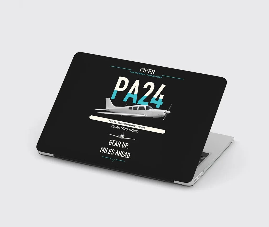 Piper PA-24-250 Comanche 250 design on black MacBook case