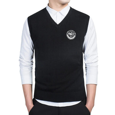 Aviation Lovers Sweater aviation design printed on soft knit with sleeveless v-neck sweater vest.