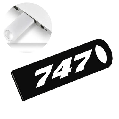 Boeing 747 Flat Text aviation design on durable waterproof casing waterproof USB device.