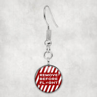 Thumbnail for Side view of Special Edition Remove Before Flight aviation earrings in hypoallergenic alloy, polished finish.