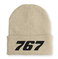 Thumbnail for Boeing 767 Flat Text Embroidered aviation embroidery on soft knit fabric beanie.