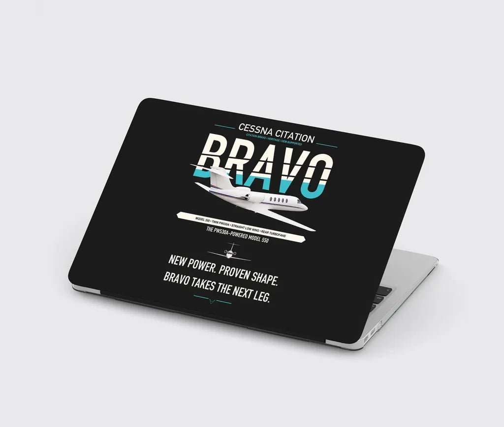 Cessna Citation Bravo design on black MacBook case