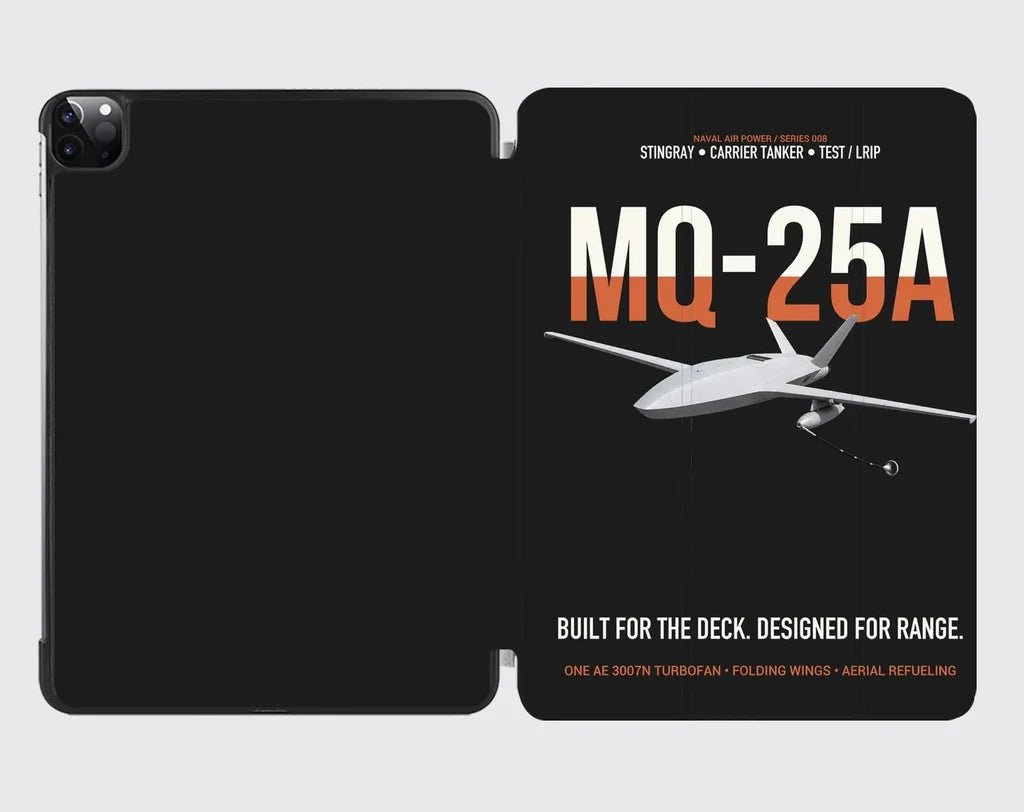 MQ-25A STINGRAY design on black ipad tablet case