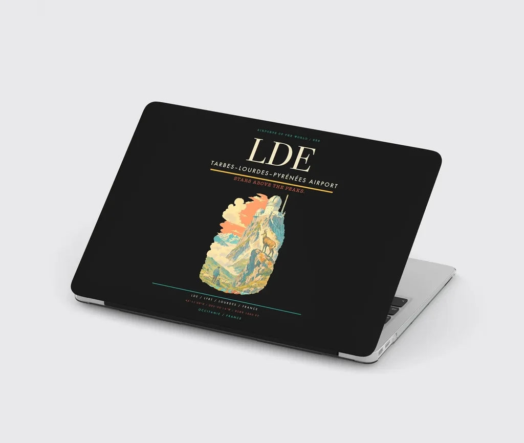 Tarbes–Lourdes–Pyrénées Airport (LDE) design on black MacBook case