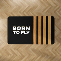 Thumbnail for Born to Fly & Pilot Epaulettes 4 Lines aviation design on durable carpet pile with non-slip backing rectangle carpet floor mats.