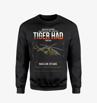 Airbus Helicopters Tiger HAD design on black sweatshirt