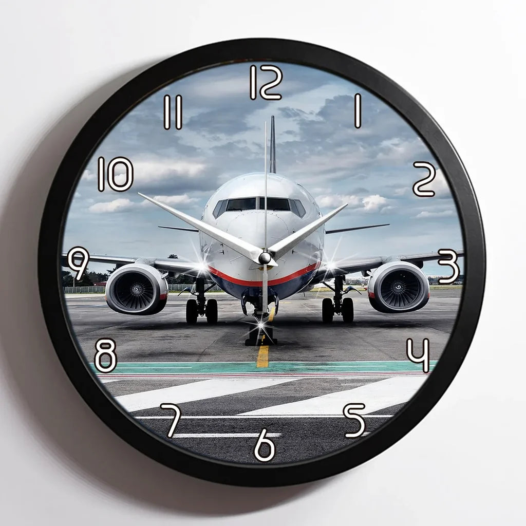 Amazing Clouds and Boeing 737 NG aviation design on premium wood and metal wall clock.