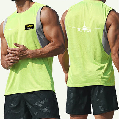 Airbus A320 Silhouette Sleveless Quick Dry Sports aviation design printed on quick-dry breathable fabric men's tank top.
