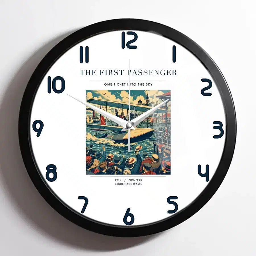 VINTAGE G4007 - The First Passenger - Designed Wall Clocks design on white framed