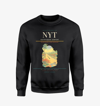 Naypyidaw Airport (NYT) design on black sweatshirt