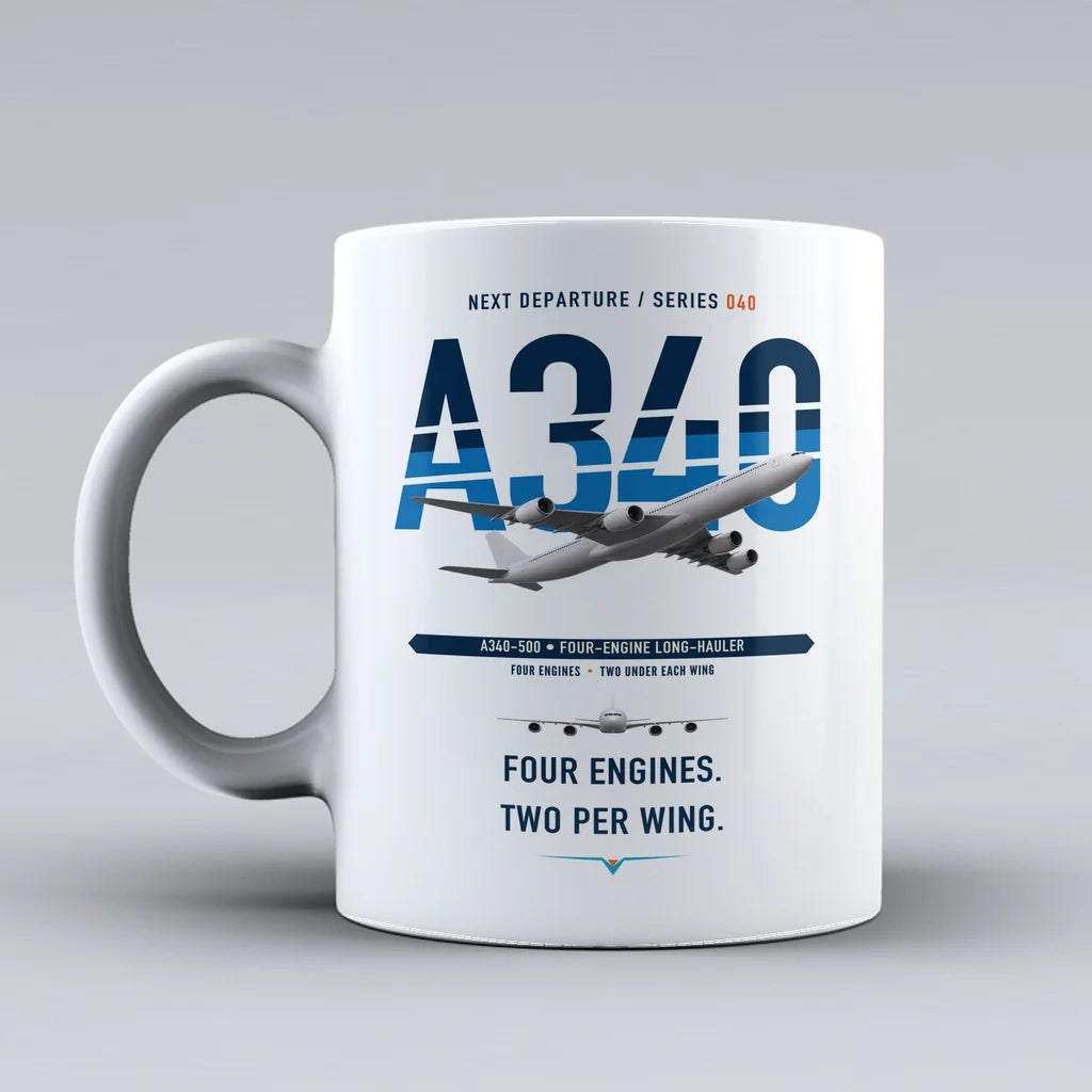 A340-500 Mug design on white airbus
