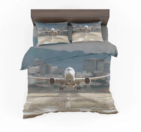 Thumbnail for Departing Boeing 787 Dreamliner aviation print bedding set, soft cotton blend.