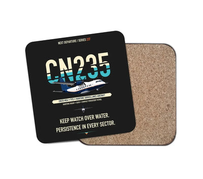 Airbus CN235 Maritime Surveillance Aircraft design on black 1 piece coaster