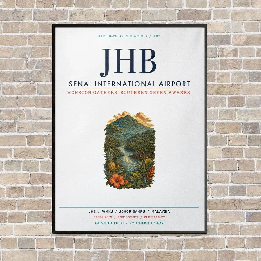 Senai International Airport JHB vertical canvas print - framed - white background