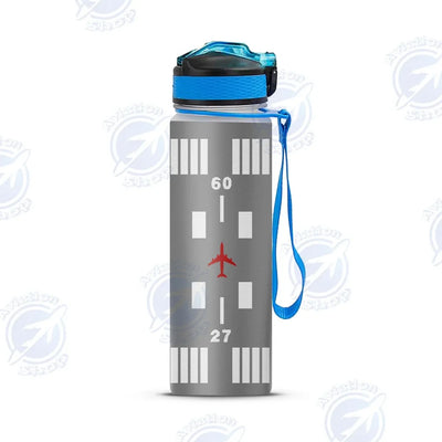 Special Runway-Gray Sports aviation design on sport kettle, insulated bottle with sport spout.