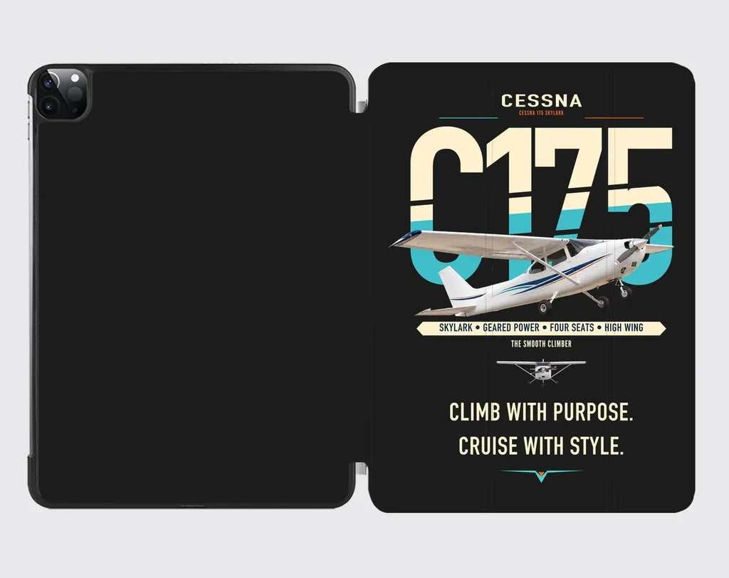 Cessna 175 Skylark design on black ipad tablet case