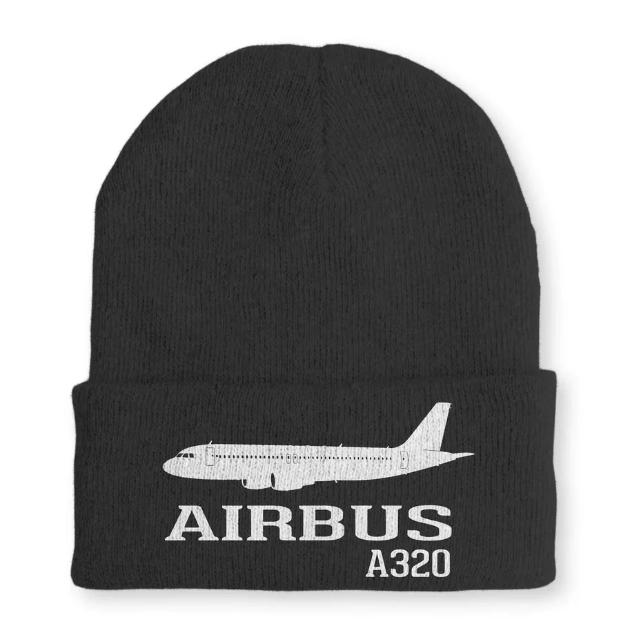 Airbus A320 Printed Embroidered aviation embroidery on soft knit fabric beanie.