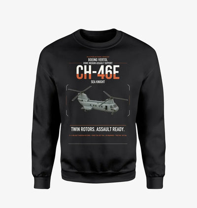 Boeing Vertol CH-46E Sea Knight design on black sweatshirt