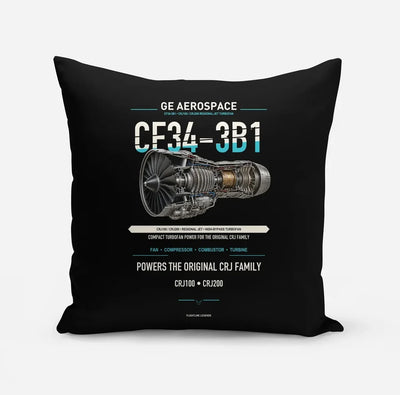 CF34-3B1 design on black pillow