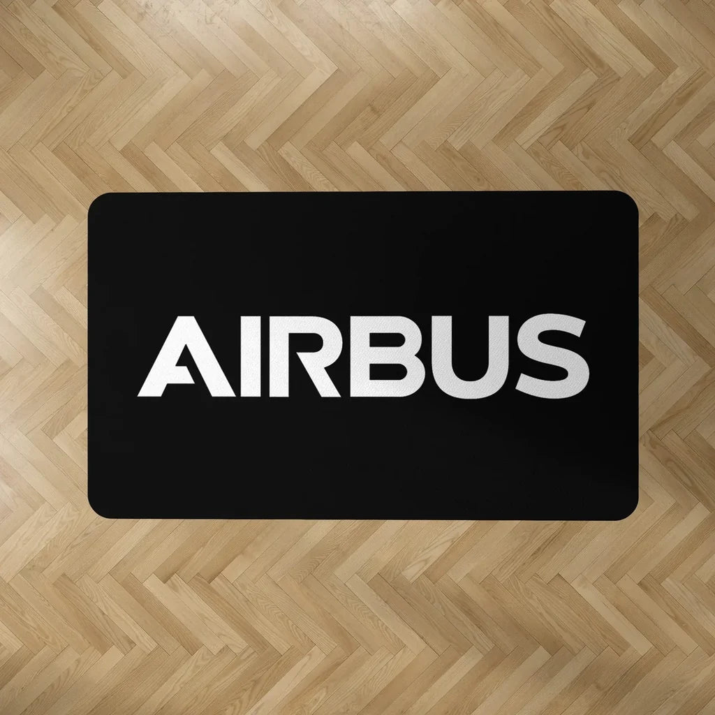 Airbus & Text aviation design on durable carpet pile with non-slip backing rectangle carpet floor mat.