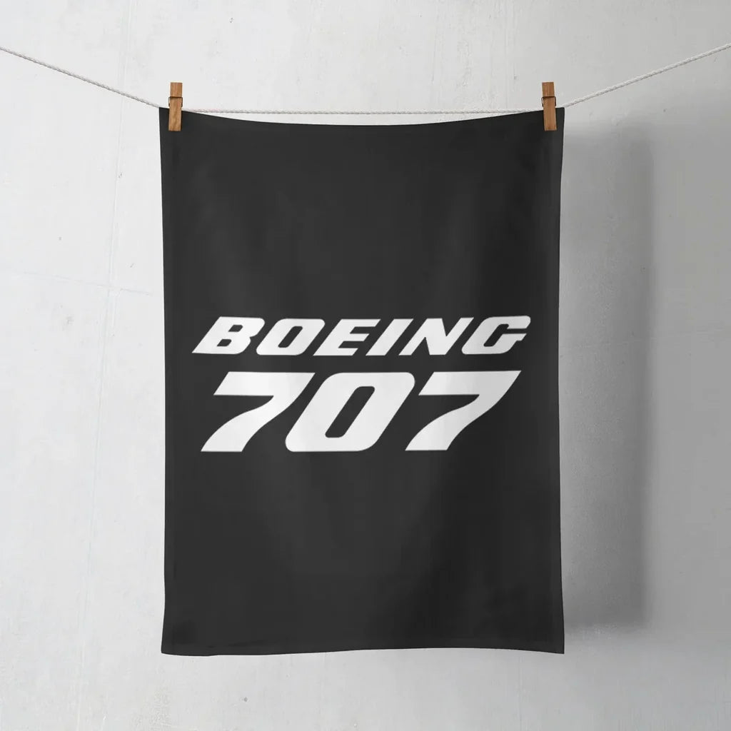Boeing 707 & Text aviation design on soft absorbent cotton towel.