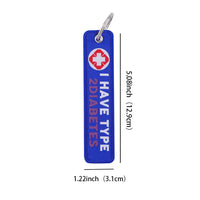 Thumbnail for I HAVE TYPE 2 DIABETES aviation fashion key chain in polished metal.