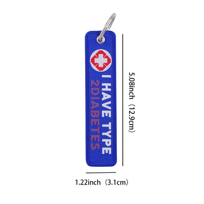 I HAVE TYPE 2 DIABETES aviation fashion key chain in polished metal.