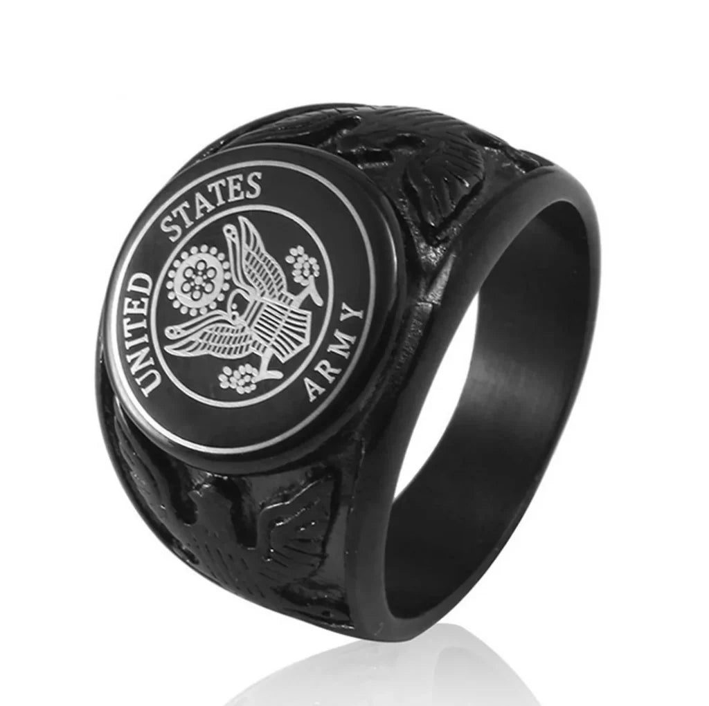 Black USA US Air Force aviation themed ring, stainless steel.