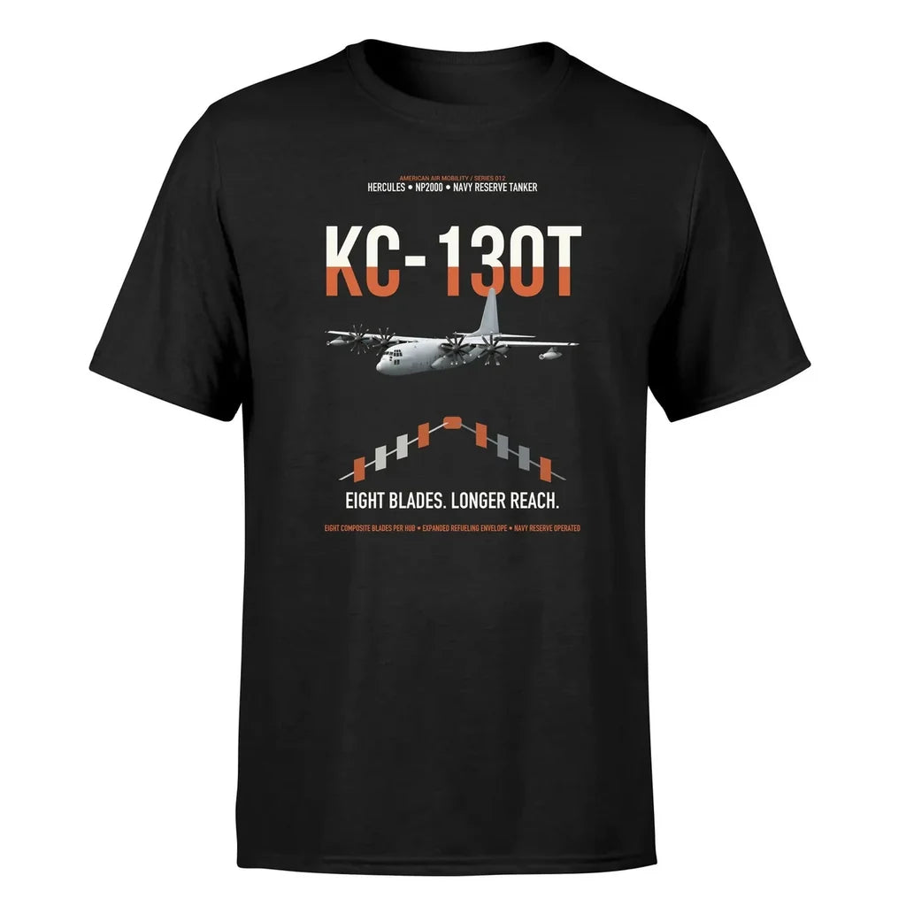 KC-130T NP2000 design on black double-side t-shirt, single-side print