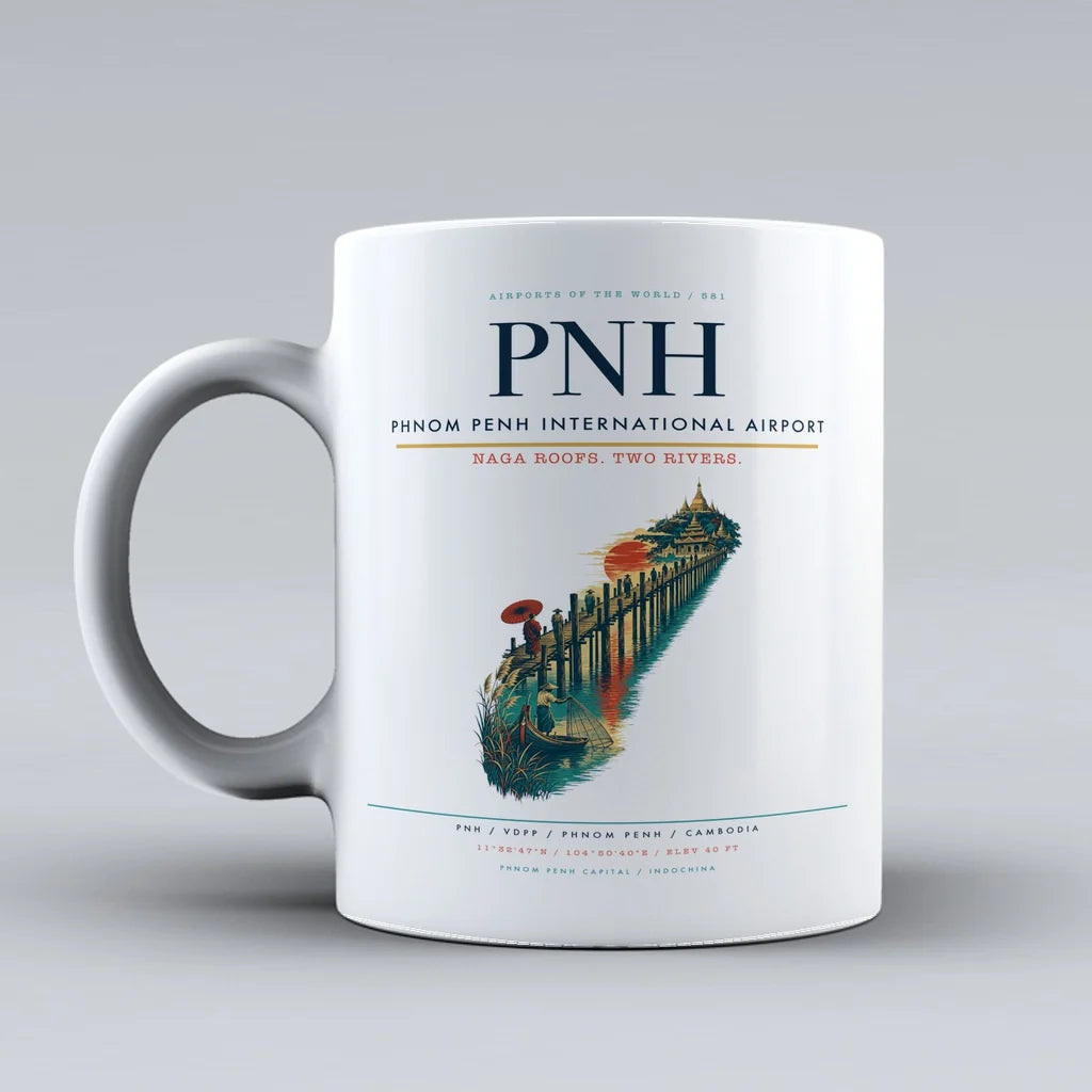 Penh International Airport PNH Mug design on white phnom