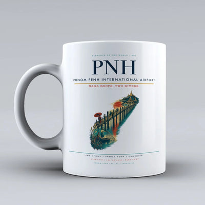 Penh International Airport PNH Mug design on white phnom