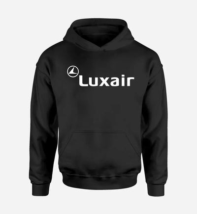 Luxair logo printed on black hoodie