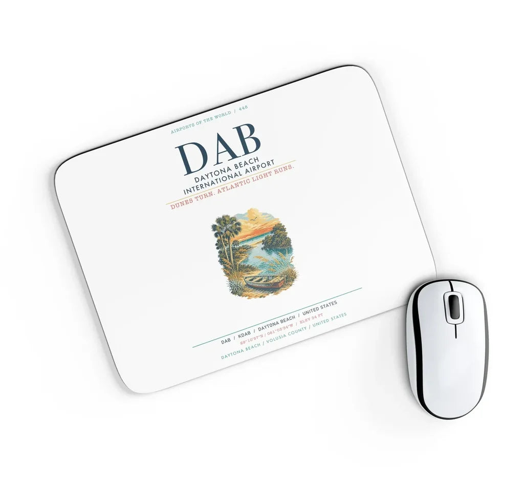 Daytona Beach International Airport (DAB) design on white rectangle mouse pad