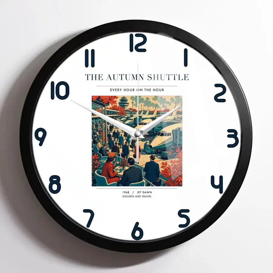 VINTAGE G4120 - The Autumn Shuttle - Designed Wall Clocks design on white framed