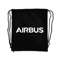 Thumbnail for Airbus & Text aviation drawstring bag in lightweight polyester.