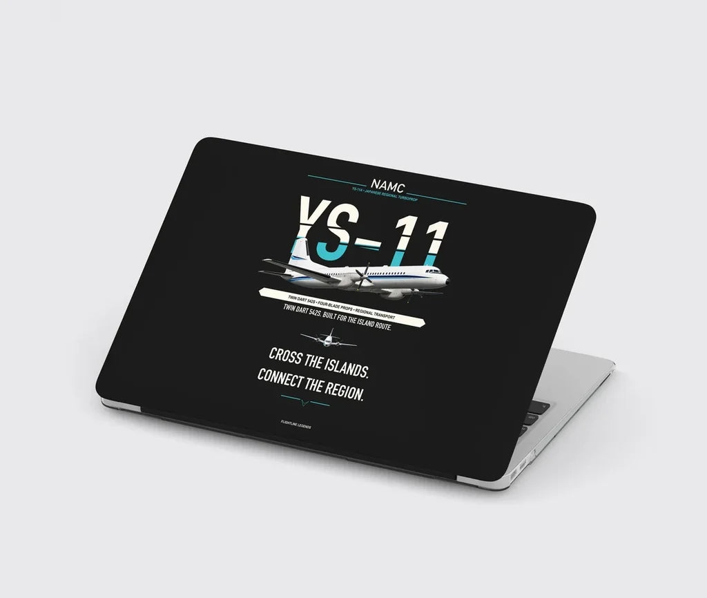NAMC YS-11A design on black MacBook case
