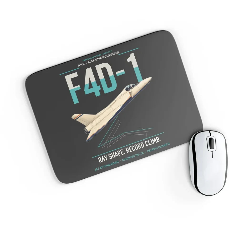 F4D-1 Skyray design on black rectangle mouse pad