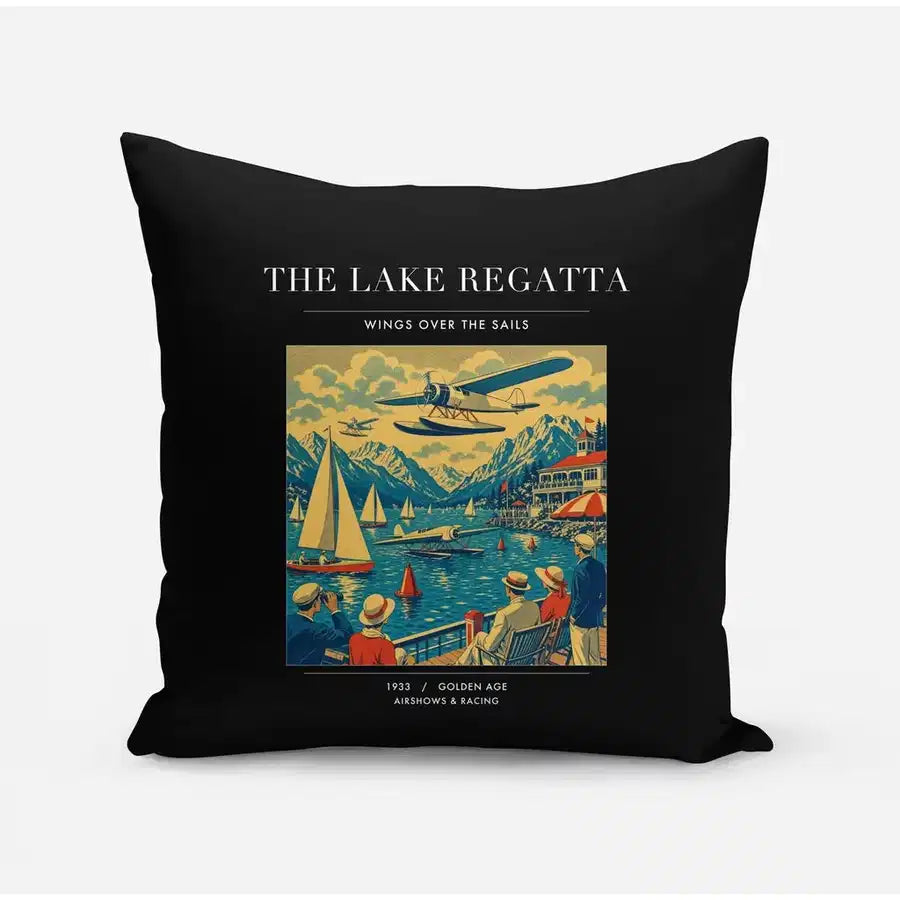 VINTAGE G4039 - The Lake Regatta - Designed Pillows design on black