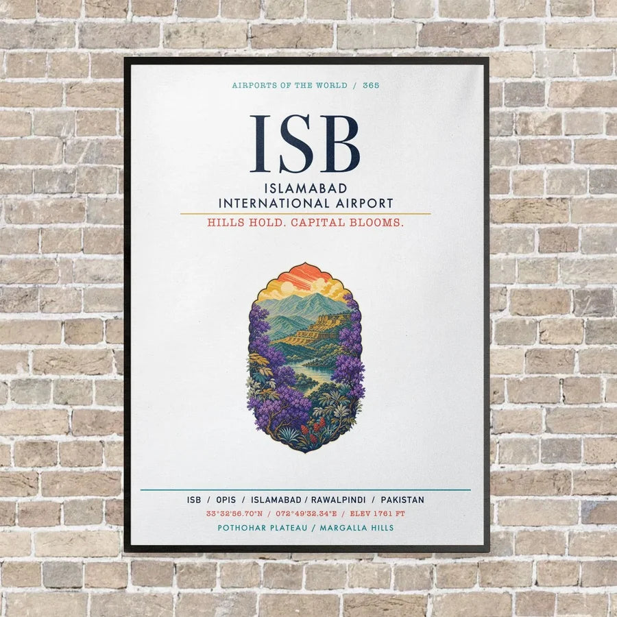Islamabad International Airport ISB vertical canvas print - framed - white background