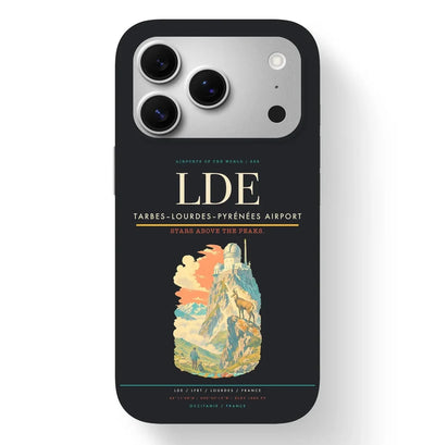 Lourdes Airport (LDE) design on black iPhone 17 Pro MagSafe case
