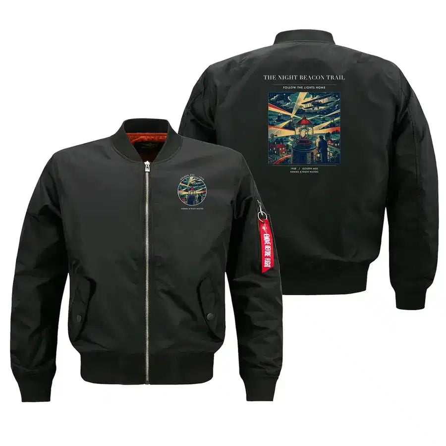 VINTAGE G4016 - The Night Beacon Trail - Bomber Jacket design on black